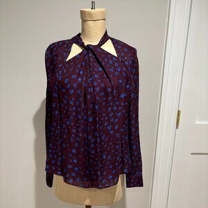 Parker Battista silk printed twist neck blouse